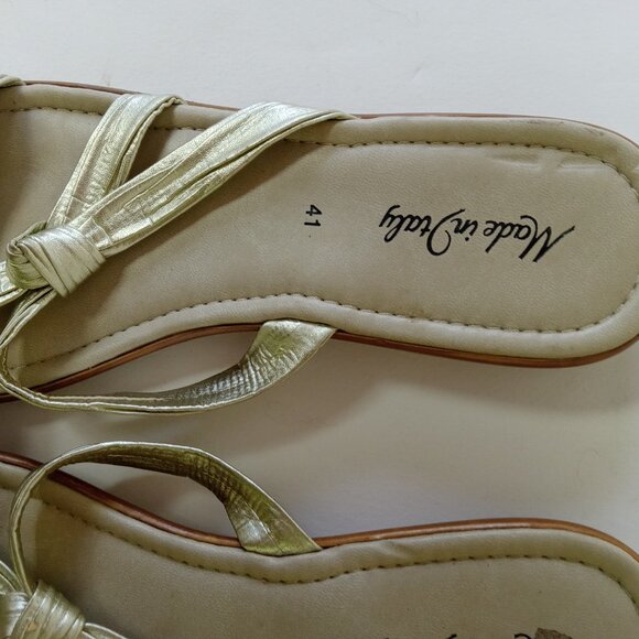 Made In Italy Gold Twist Slip On Sandals Women's Size 10 Euro 41 - Picture 6 of 10